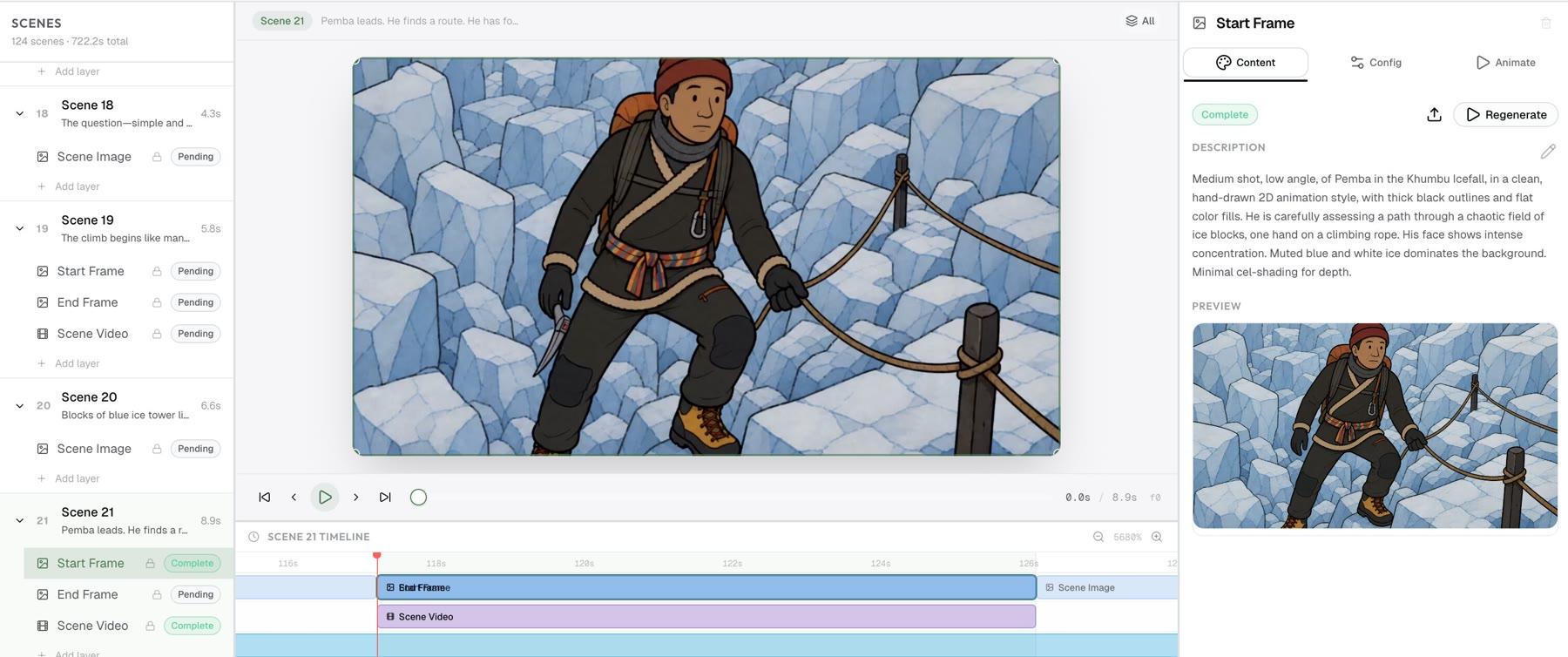 Final cut timeline assembled from animated storyboard segments