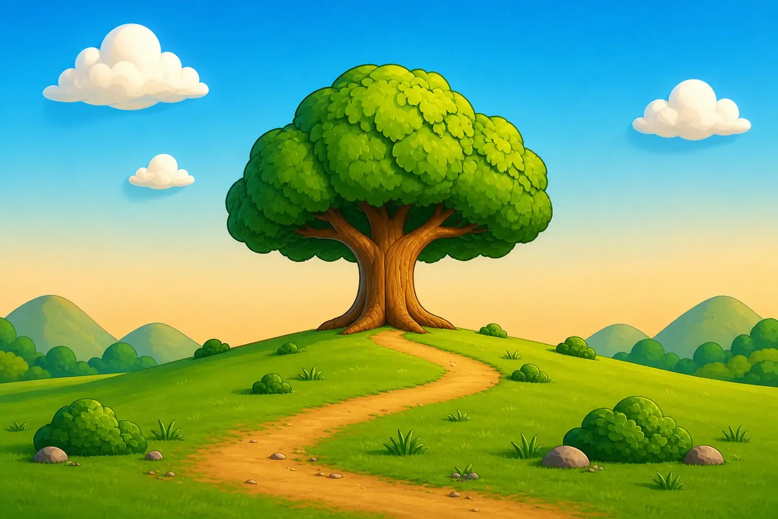 The same scene as a storybook illustration