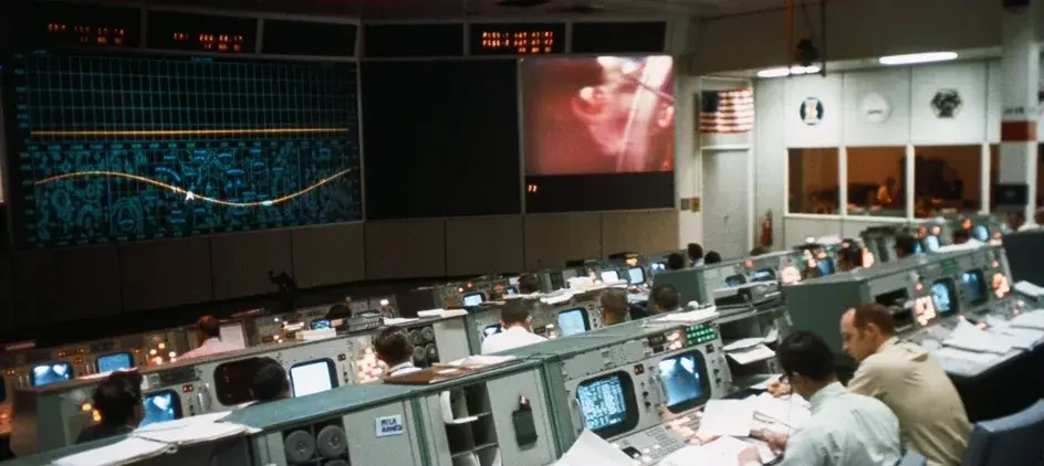 A real NASA photograph of Apollo-era Mission Control