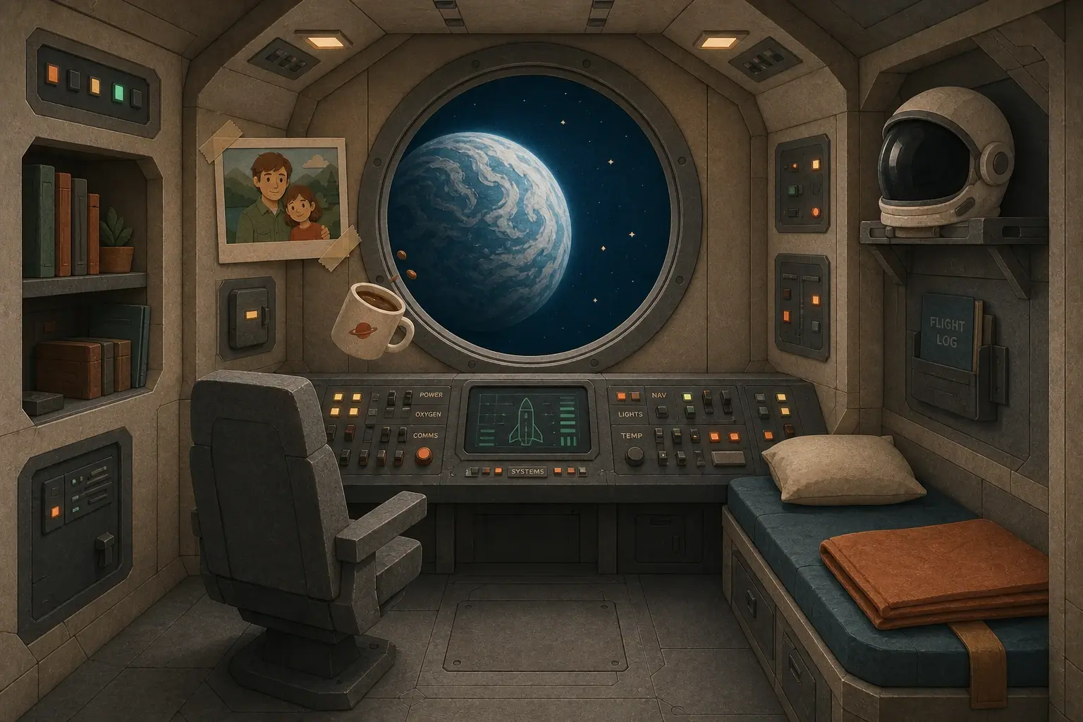 Locked environment rendered consistently across scenes